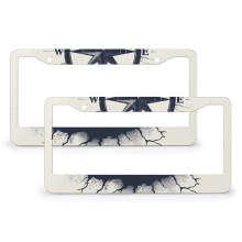 Vintage Compass Aluminum License Plate Frame 2 pcs