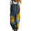 Womens Denims Bib Overall Pants Wide Leg Button Front-Yellow M 1