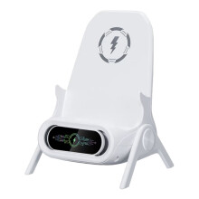 Bezdrátový magnetický nabíjecí stojánek, rychlé nabíjení 36 W pro dva telefony, bílý plastový stolní nabíjecí stojánek