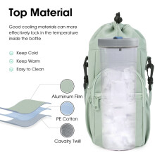 Insulated Water Bottle Carrier with Shoulder Strap, 1L Bottle Holder Sling Bag with Phone Pocket for Walking a