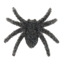 Flocked Spider Ornament Halloween Decor Silver