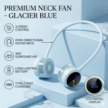Ventilador de cuello plegable sin aspas para mujer, 3 velocidades ajustables, bajo nivel de ruido, batería recargable USB de 1000 mAh,