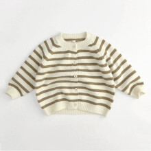 Striped Knit Cardigan Sweater Unisex Kids Long Sleeve