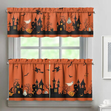 Halloween Kitchen Curtains Set of 3 Orange Pumpkin Ghost