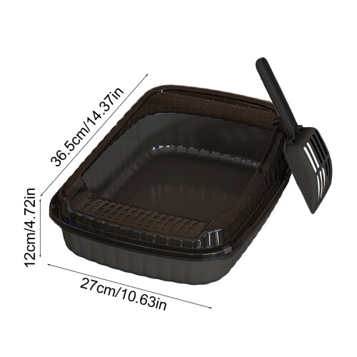 DAMAI Cat Litter Box Black Open-Top Semi-Closed Portable 1