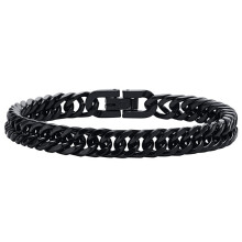 Hochwertiges kubanisches Edelstahlarmband für Herren, 316L Chirurgenstahl, Schwarz, 17 cm, langlebig und komfortabel