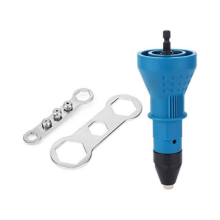 Adapter für blaue elektrische Nietpistole, Akku-Bohrschrauber-Einsatzmutternwerkzeug-Set mit 4 austauschbaren Köpfen und 2 Schraubensch