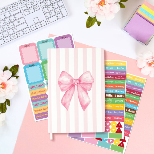 Pink Bow Hardcover Ruled Journal Notebook 1 2
