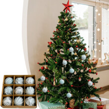 9-Pack Shatterproof PVC Christmas Ornaments Gold Silver Red