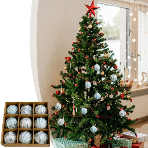 9-Pack Shatterproof PVC Christmas Ornaments Gold Silver Red