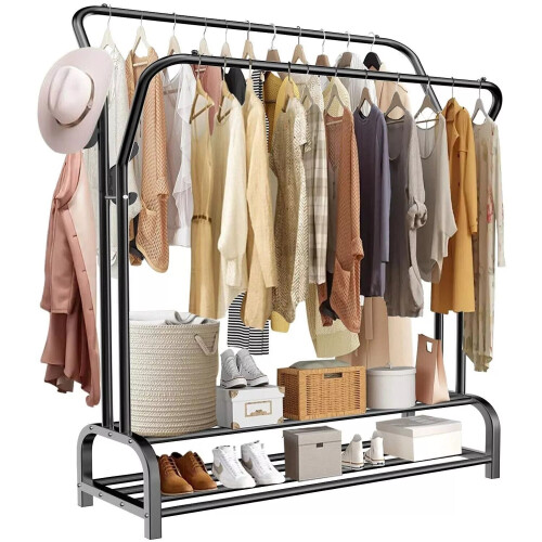 Heavy-Duty Clothes Rail Double Hanging Rack Stand 1