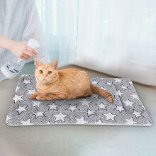 Cute Cats Print Reversible Fleece Bed Mat for Small Pets