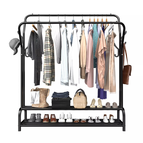 Heavy-Duty Clothes Rail Double Hanging Rack Stand 2