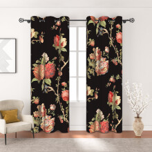 Blackout Curtains Vintage Floral Print 2 pcs 42x84 in