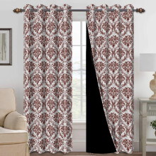 Mizhona Blackout Curtain Set Red Bohemian Floral Pattern