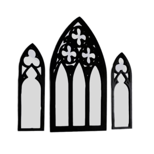 Gothic Cathedral Window Mirror Set of 3 Clear Arched