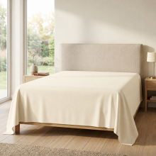 (2X - King, Cream) 100% Egyptian Cotton Flat Sheet - Soft Hotel Quality Cotton Sheet UK