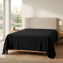 (2X - King, Black) 100% Egyptian Cotton Flat Sheet - Soft Hotel Quality Cotton Sheet UK