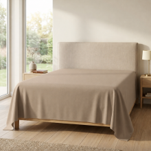 (2X - Super King, Beige) 100% Egyptian Cotton Flat Sheet - Soft Hotel Quality Cotton Sheet UK