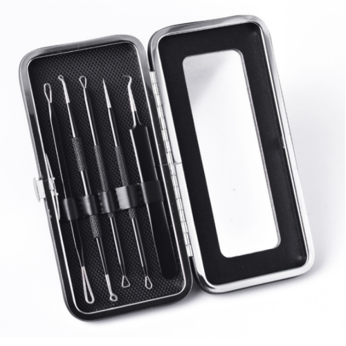 5 Pack Blackhead Remover Acne Needle Tools Kit Black