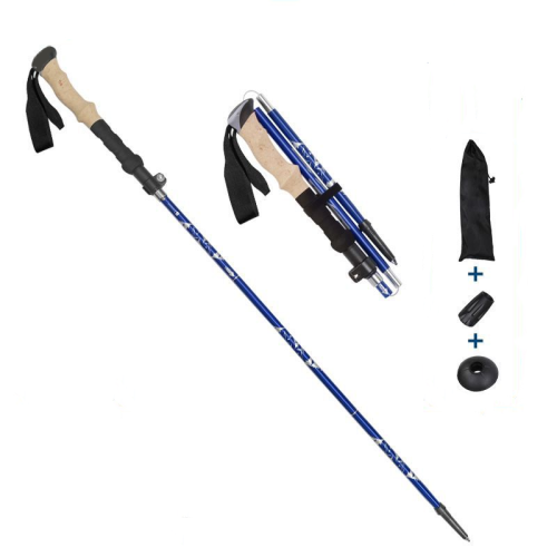 Bâton de randonnée en 5 sections à longueur réglable Blue