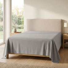 (2X - Double, Grey) 100% Egyptian Cotton Flat Sheet - Soft Hotel Quality Cotton Sheet UK