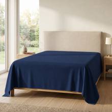 (2X - Super King, Navy Blue) 100% Egyptian Cotton Flat Sheet - Soft Hotel Quality Cotton Sheet UK