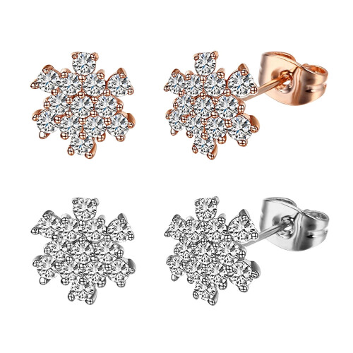 Snow Stud Earrings for Women Gold Plated Austrian Crystal 2