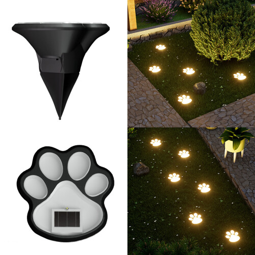 Dog Paws Shape Lawn Lights Waterproof Plastic-Warm White