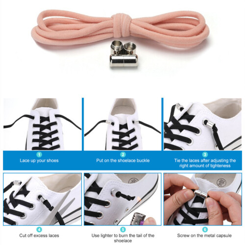 Elastic No Tie Shoelaces 2 Pair Pink 2