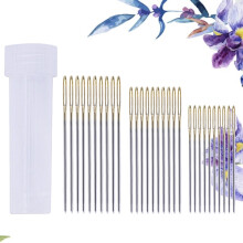 GOOHOCHY Carbon Steel Large Eye Needles 30pcs Black