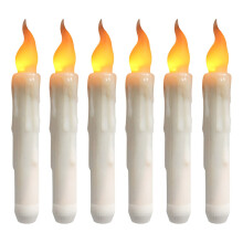 Wax LED Taper Candles Flickering Flameless Warm White 6pcs