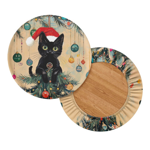 Black Cat Trees Bar Stool Cushion Set 2pcs Round Stretch 1