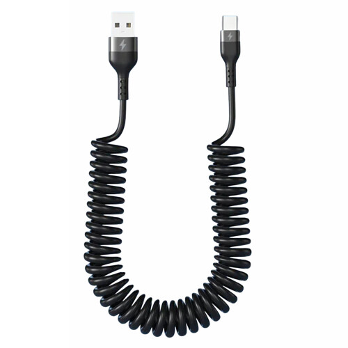 USB to USB-C Coiled Retractable Cable 5A Fast Charging 1