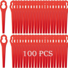 Verpakking met 100 grastrimmerbladen, duurzame accessoires voor snoerloze grastrimmers.