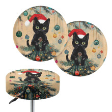 Black Cat Trees Bar Stool Cushion Set 2pcs Round Stretch