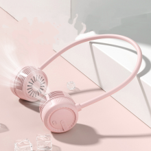 Opvouwbare, bladloze nekventilator voor vrouwen, 3 instelbare snelheden, geluidsarm, 1000 mAh USB oplaadbaar, draagbaar.