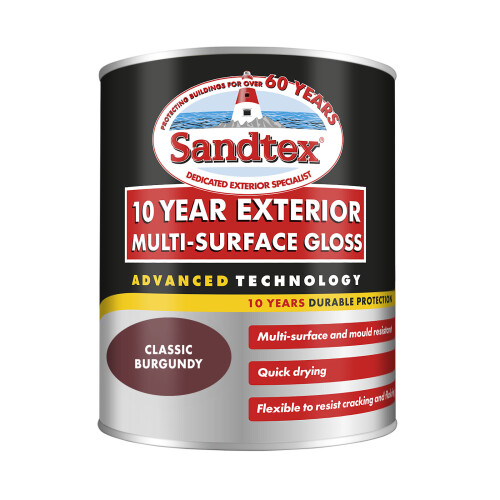 Sandtex Sandtex 10 Year Multi-Surface Gloss Paint Classic Burgundy 750ml