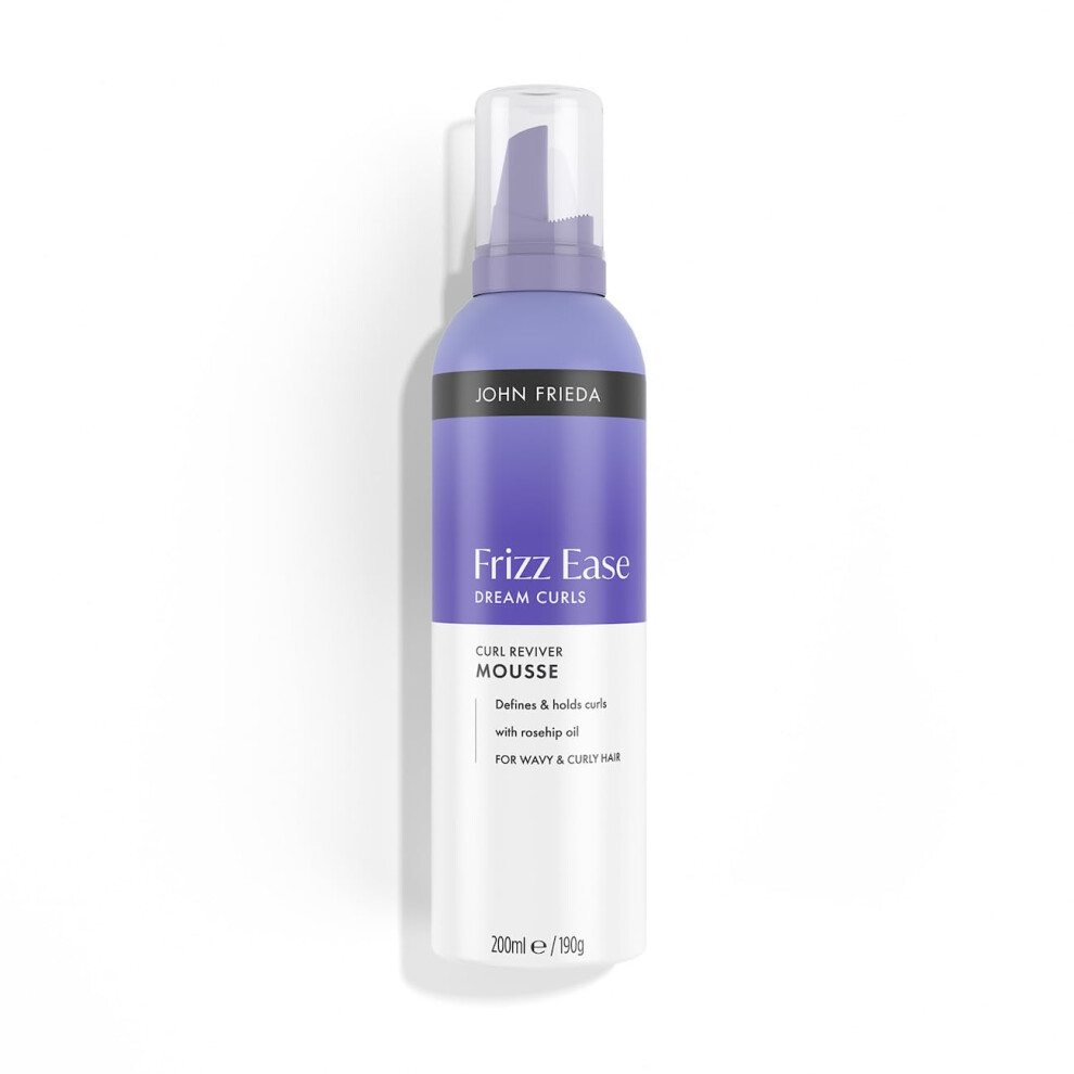 John Frieda Frizz Ease Dream Curls Curl Reviver Mousse 200Ml. Styling Foam For Curly Hair, Soft Hold, Wavy Definition And Anti Frizz Control