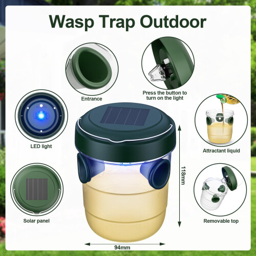 Meottam Solar Wasp Trap with LED Light 2-Pack 1