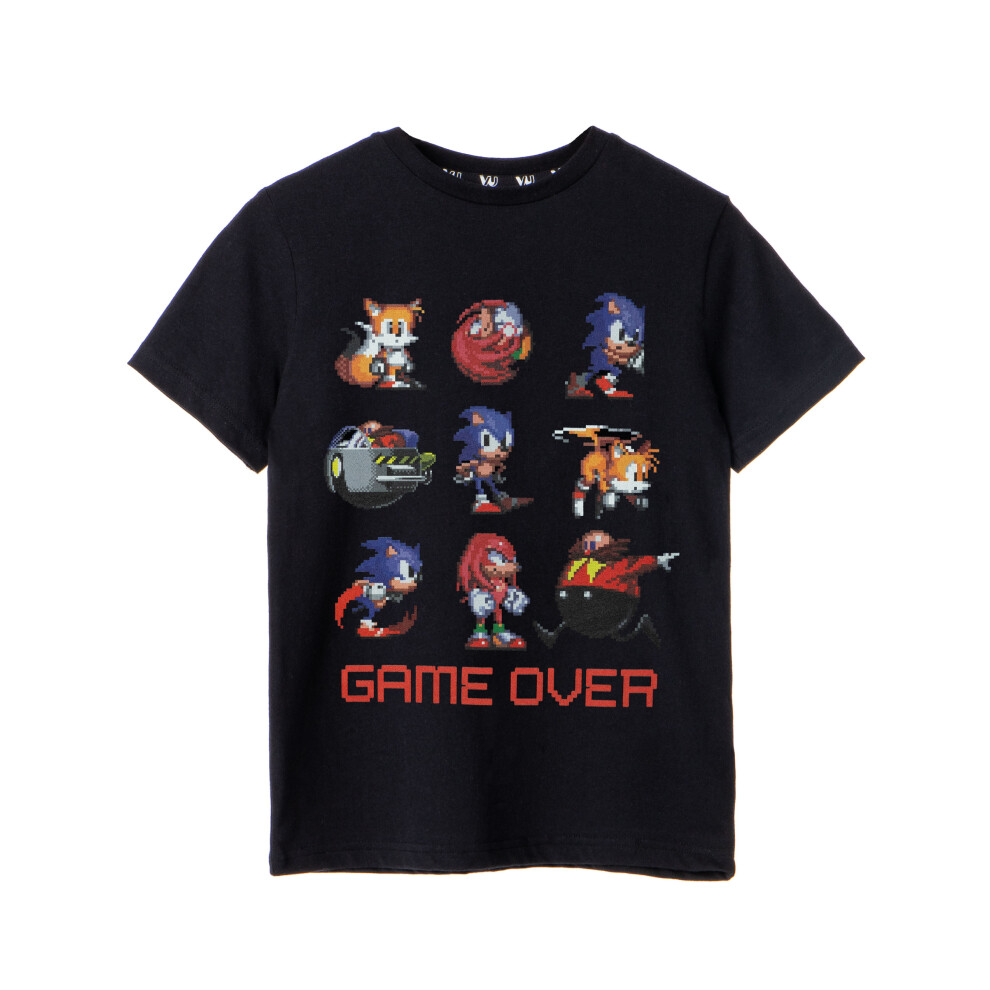 Sonic The Hedgehog (7-8 Years) Short Sleeved T-Shirt (Boys Black)
