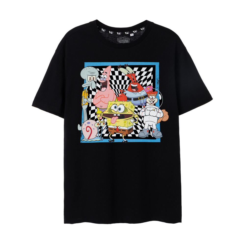 Spongebob Squarepants (Xxx-Large) Short Sleeved T-Shirt (Mens Black)