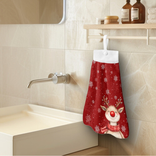 Christmas Deer Snowflake Kitchen Towels with Snap Button 2