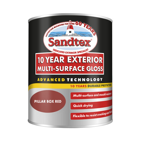 Sandtex Sandtex 10 Year Multi-Surface Gloss Paint Pillar Box Red 750ml