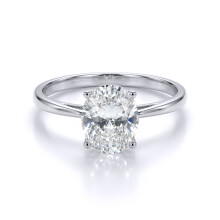 (R) Jewelco London Solid 9ct White Gold White Oval CZ Minimalist Solitaire Travel & Proposal Ring 7x9mm 2.00CTS - 5-84-4901