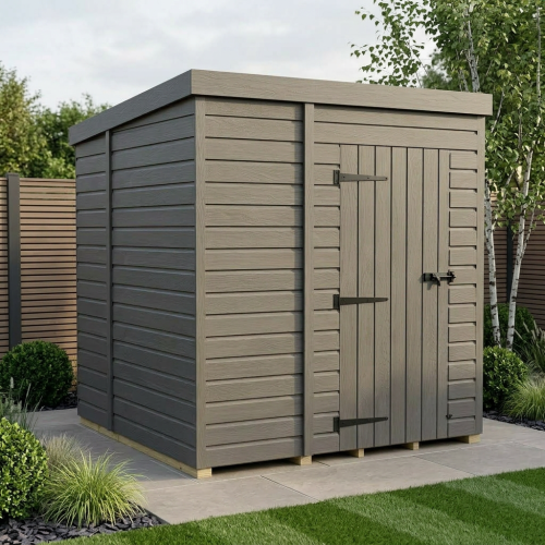 7x7 Pent Composite Shed Tanalised (Single Door, No Windows)