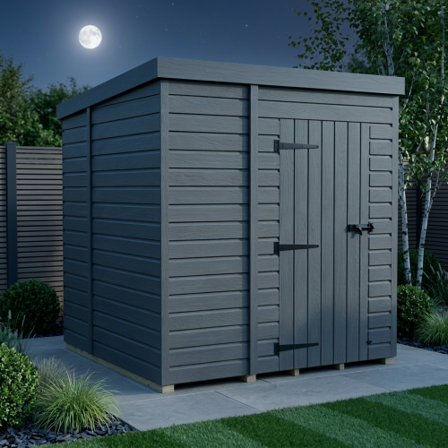 7x7 Pent Composite Shed Tanalised (Single Door, No Windows) 2