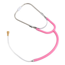 Estetoscopio rosa con auriculares binaurales, accesorio duradero para audífonos y audiófilos de uso diario.