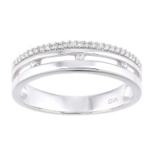 (L) Jewelco London 18ct White Gold Round 12pts Diamond Split Channel Crown Style Half Eternity Ring 3.5mm - PR1AXL2365W18