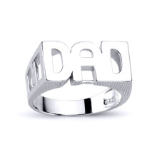 (Z) Jewelco London Mens Rhodium Plated Sterling Silver DAD Signet ID Ring 11mm - ARN104